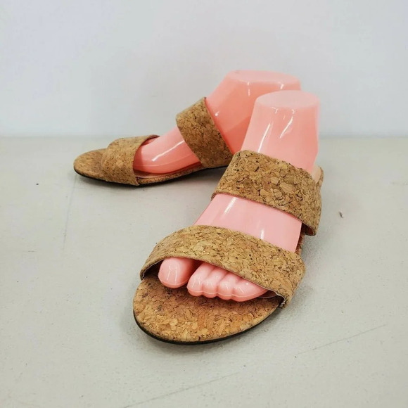 Lulu's Women's Decker Cork Slide‎ Peep Toe Sandals Size 10 - Picture 3 of 12
